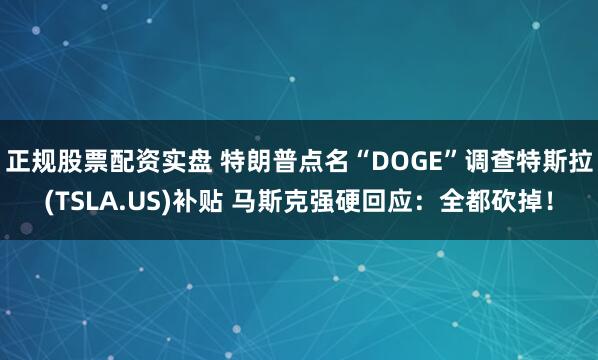正规股票配资实盘 特朗普点名“DOGE”调查特斯拉(TSLA.US)补贴 马斯克强硬回应：全都砍掉！