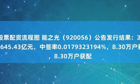 股票配资流程图 能之光（920056）公告发行结果：冻资5645.43亿元，中签率0.0179323194%，8.30万户获配